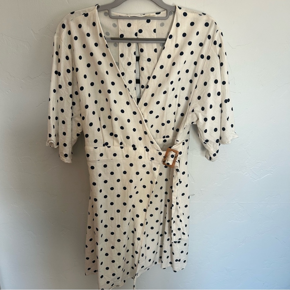 Blu Pepper White and Blue Mini Sundress V-Neck Short Sleeve